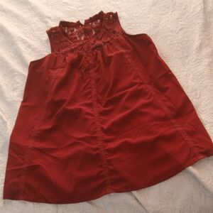 Elegant Red Sleeveless Lace Top